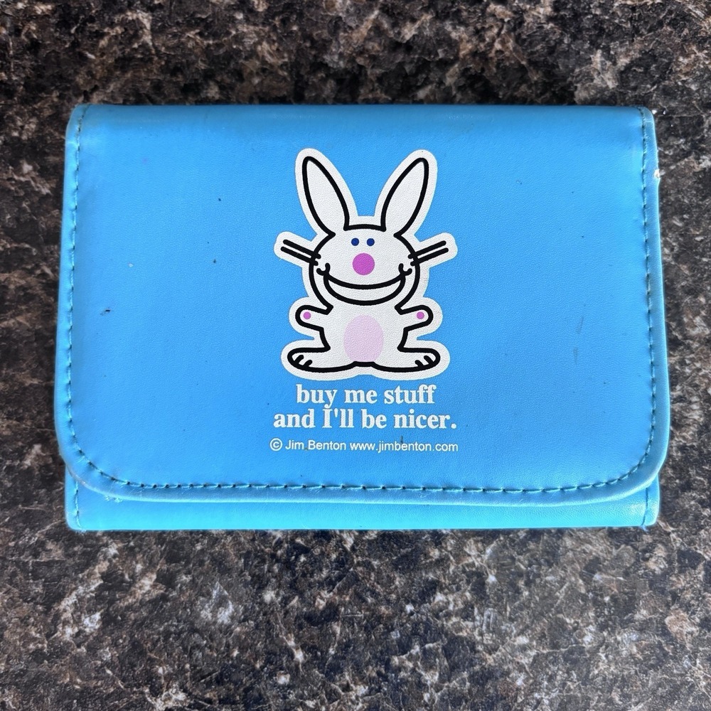 Jim Benton Happy Bunny Wallet Vintage Y2K Snap Close Card Slots RARE